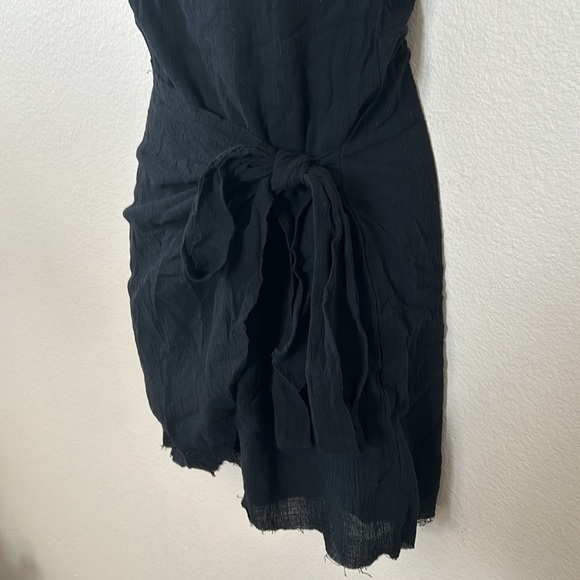 Princess Polly Forest Hunt Black Square Neck Tie Wrap Skirt Mini Dress - Picture 9 of 13